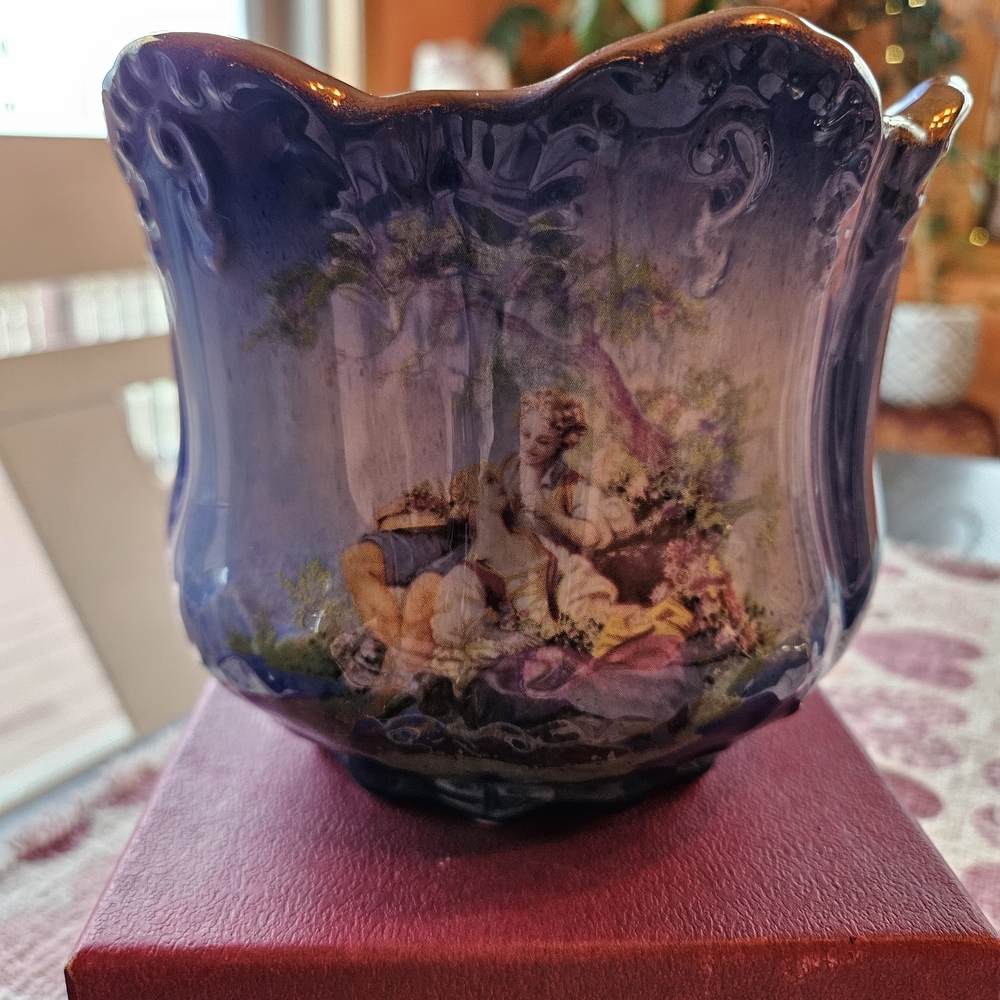 Vintage Shannonbridge Ireland Pottery Cobalt Blue Jardiniere Planter Bowl